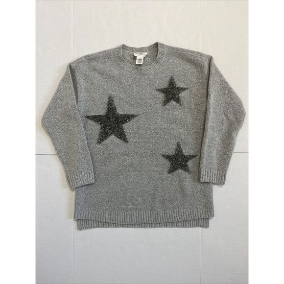 Rock & Republic Sweaters - Republic Gray Metallic Silver Star Sweater Womens Size M Christmas Pullover Soft